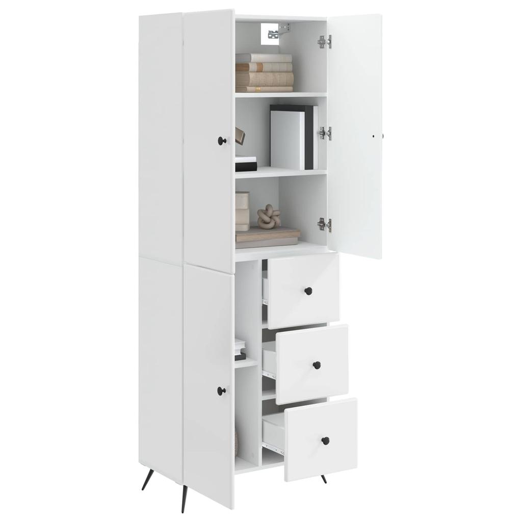 Cabinet Set 2 pcs High Gloss White Wood Based Material