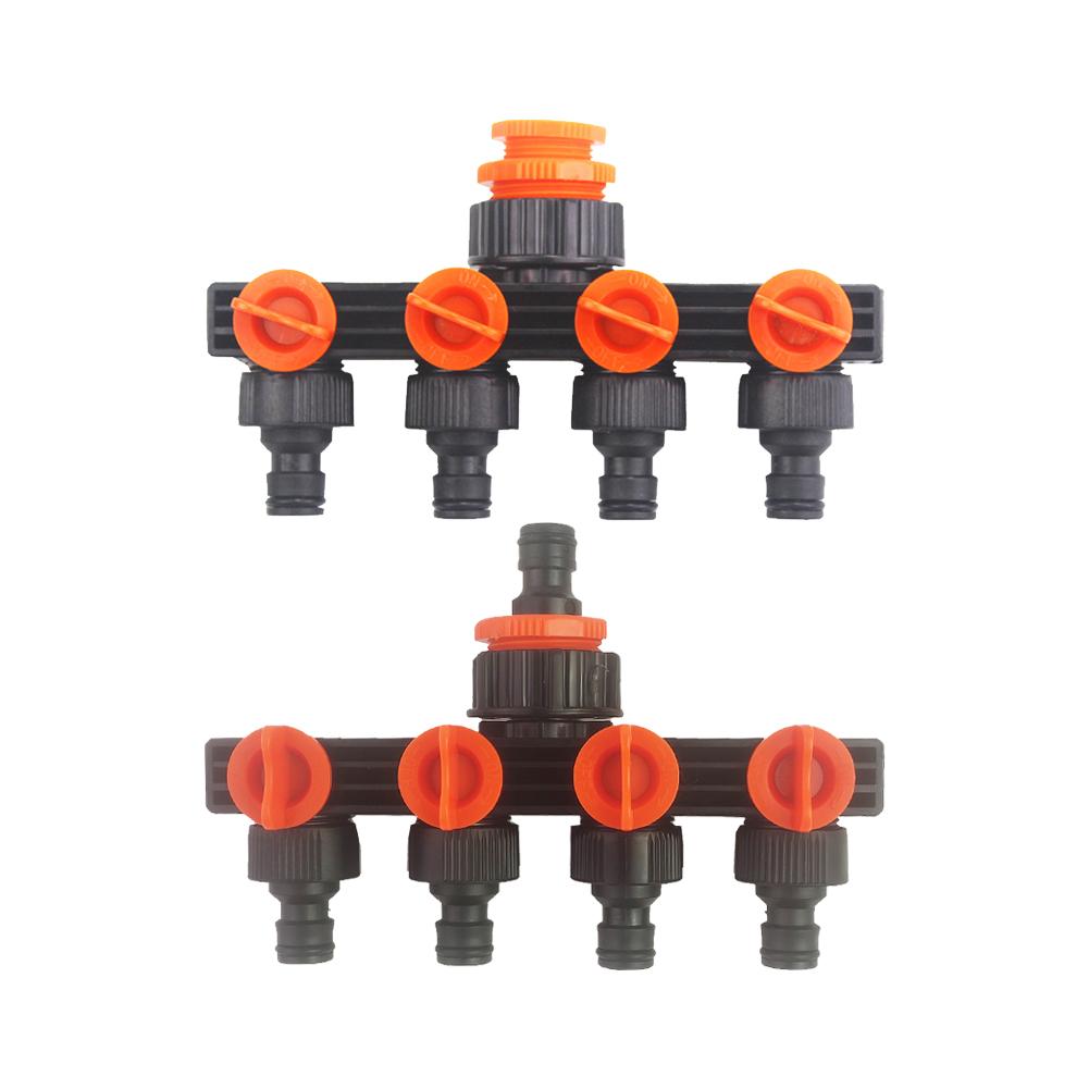 4-канальный садовый водопроводный кран, разветвитель воды, 1/2" 3/4", внутренняя резьба, соединитель для садового шланга, четыре независимых переключателя для полива газона дома