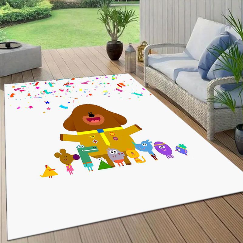 Hey Duggee Flannel Pattern Square Carpet,Area Rug,Carpet Rug for Living Room Bedroom Sofa Playroom Decor,Non-slip Floor Mat