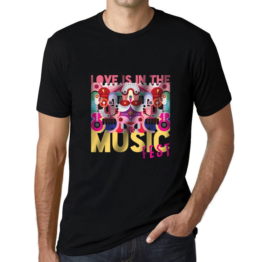 Хлопок Мужская графическая футболка Love Is In The Music Глубокий черный Хлопковые футболки Мужской топ