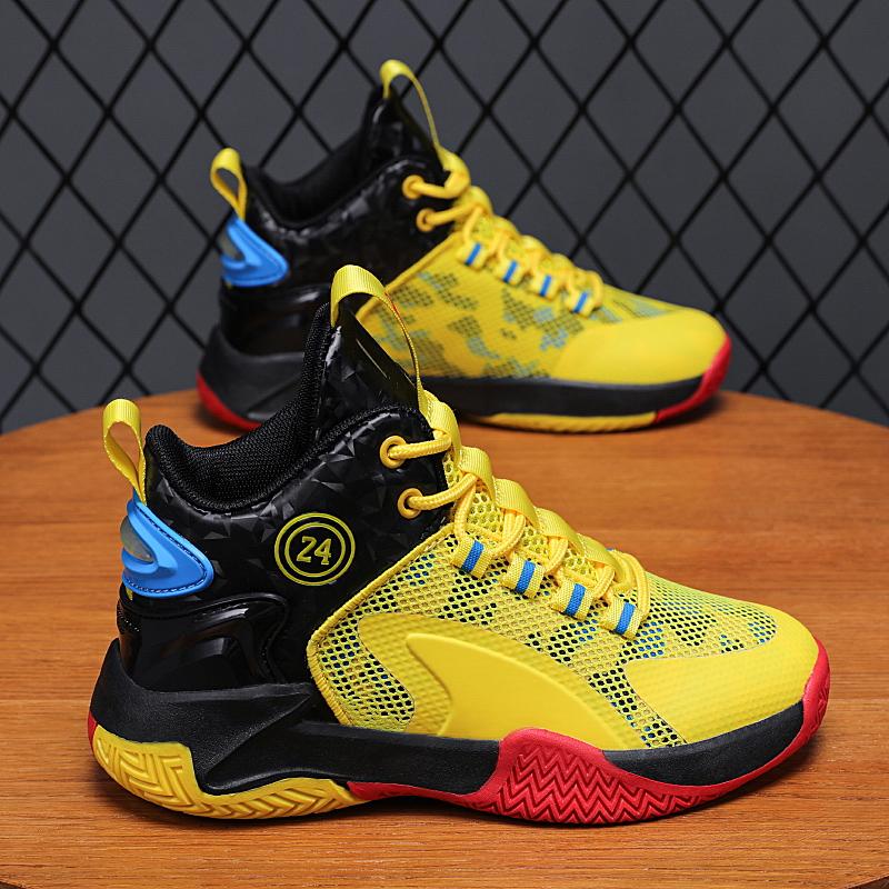 Children's Basketball Shoes Boys High Top Breathable Anti-slip Wear Cushioned Shock Student Training Actual Combat Sports Shoes