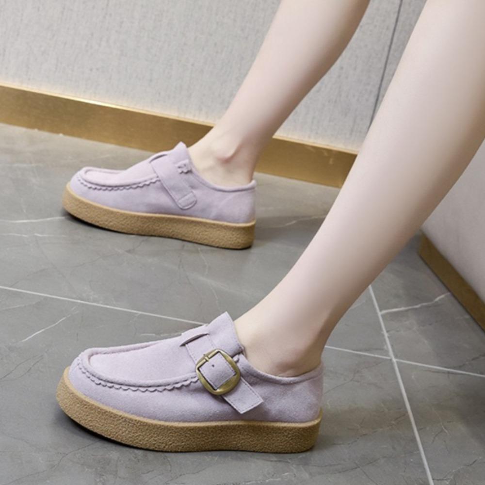 Женские лоферы из натуральной кожи, женская обувь, весенние новые матовые кожаные повседневные туфли, женские туфли на платформе с ремешком и пряжкой