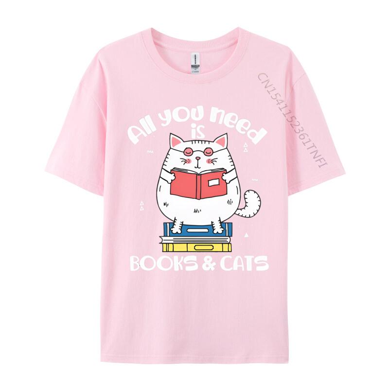 Unisex Funny Tshirts All You Need Is Books Cats Tshirts Reading Book Tshirt Fashion Cotton Tees Custom New Tops Tees