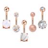 5/10Pcs Women Faux Opal Inlaid Belly Button Navel Rings Body Piercing Jewelry