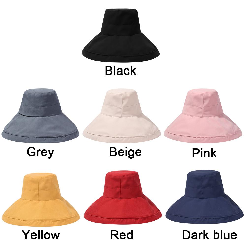 Portable Women With Windproof Rope Wide Brim Big Visors Bucket Hat Beach Cap Sun Hat Fisherman Cap