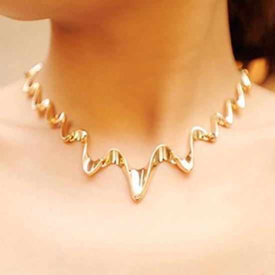 Women's Korean Wave Chain Style Choker Statement Bib Necklace Jewelry