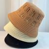 Spring and Summer Beach Hat Fashionable Women'S Internet Celebrity Korean Style Single Layer Bucket Hollow Fisherman Hat Outdoor Knitted Hat