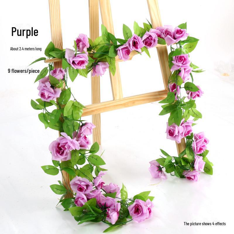 Artificial Rose Vine for Living Room Decoration, Air Duct Cover, Plastic Flower Garland