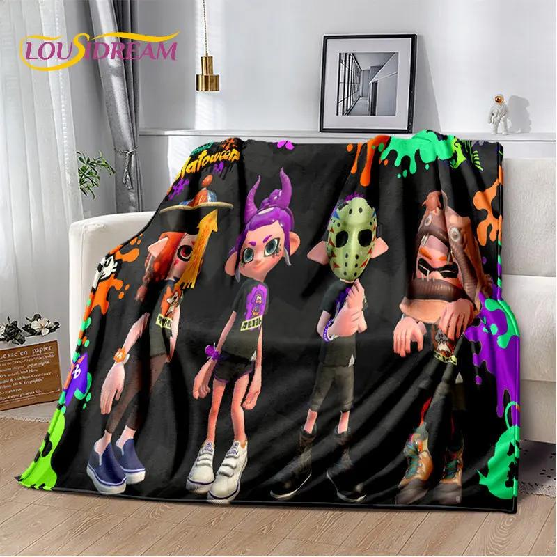 Мягкое плюшевое одеяло с героями мультфильмов S-Splatoon, фланелевое одеяло, детское одеяло для гостиной, спальни, кровати, дивана, чехол для пикника