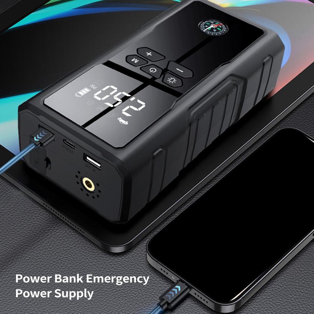 Портативный воздушный компрессор, беспроводной электрический насос для накачивания шин, пусковое устройство 8000 мАч 1000 А и воздушный насос