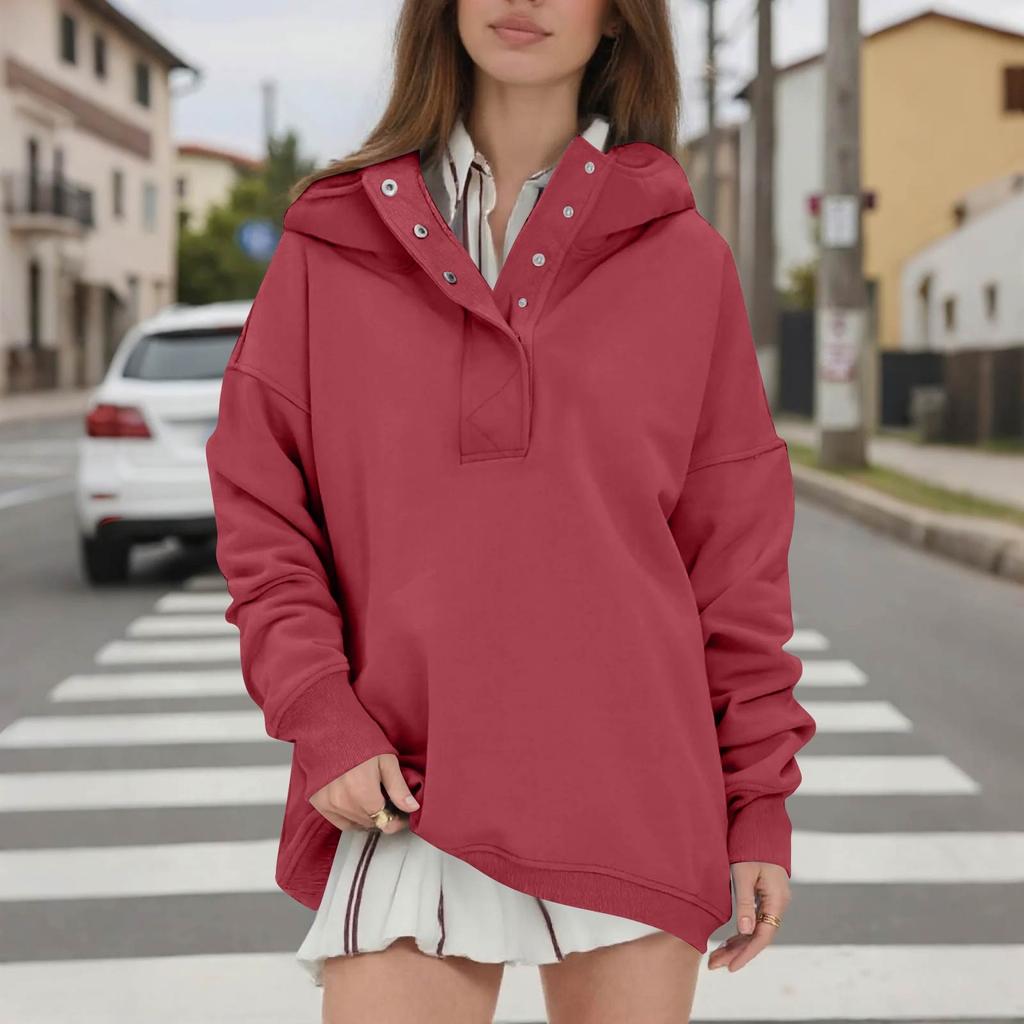 Women's Fashion Casual Solid Color Hoodie Long Sleeve Hoodie