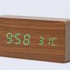 Wooden Clock Thermometer Electronic Clock Creative Wooden Student Alarm Clock Triangle Digital Clock