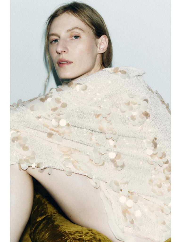 European & American Women's Sequin-Embellished Wrap Kimono Top