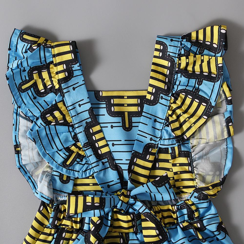 Одежда для маленьких девочек, платье в африканском стиле бохо с принтом, рюшами, рукавами и открытой спиной, для детей 1-6 лет