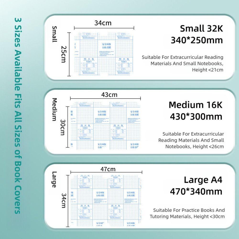 10PCS/Set Five-partition Type Self-Adhesive Book Skin S/M/L Book Wrap Paper Book Protection