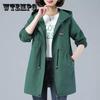 Trench Coat for Women Autumn Hooded Windbreaker Women Long Coat Women Autumn Spring Plus Size Abrigo Mujer Outerwear