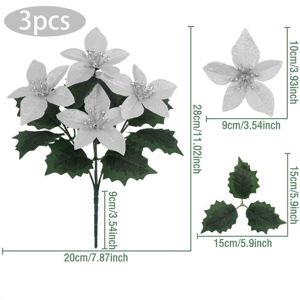 Plastic Plants Christmas Artifical Flowers DIY Accessories Reusable Christmas Ornaments Creative with 5 Forks Vase Decoration