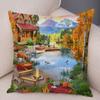Винтажный красочный стиль, наволочка с изображением кокосовой пальмы, деревенский дом, пейзаж, диван, автомобиль, офисная подушка, домашний декор