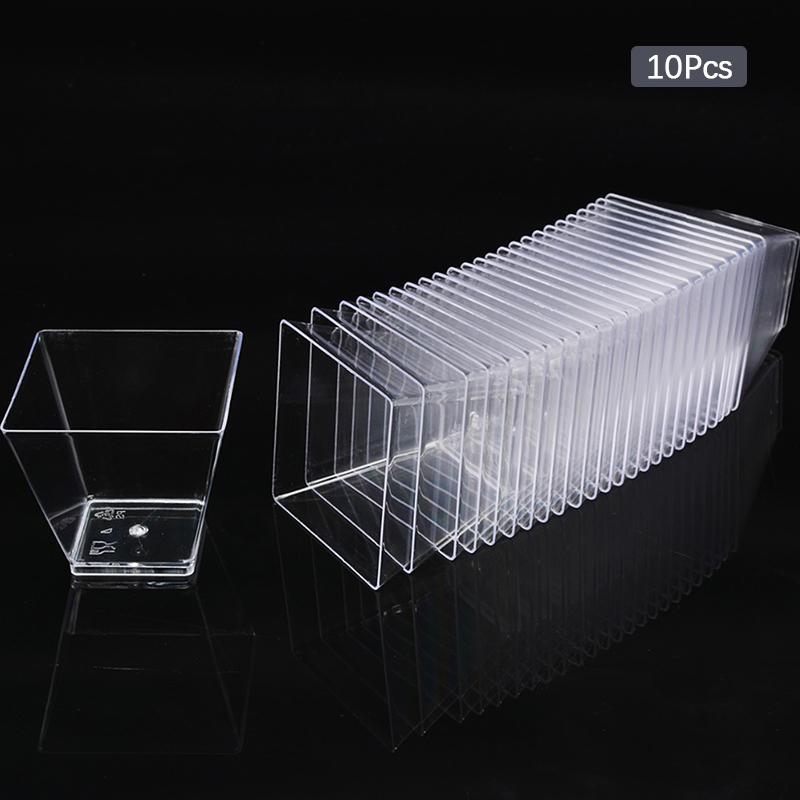 10 шт. Пластиковые стаканчики для десерта трапециевидной формы одноразовые контейнеры для торта и десерта