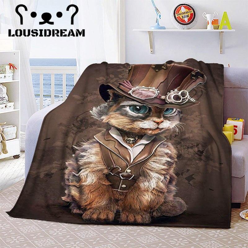 Witch Black Cat Halloween Throw Blanket Cat Mysterious Divination Witchcraft Lucifer Portable Flannel Blanket for Bedding Travel