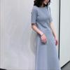 Новая летняя женская одежда, короткий рукав, облегающее и тонкое базовое платье, длинное платье внутри, женская юбка А-силуэта с высокой талией