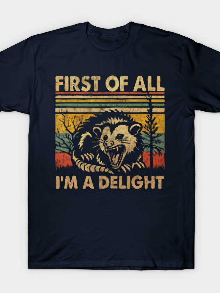 First Of All Im A Deligh I'm Angry Art Drawing TShirtRetro Casual Short-sleeved T-shirt with a Round Neck and Printed Pa