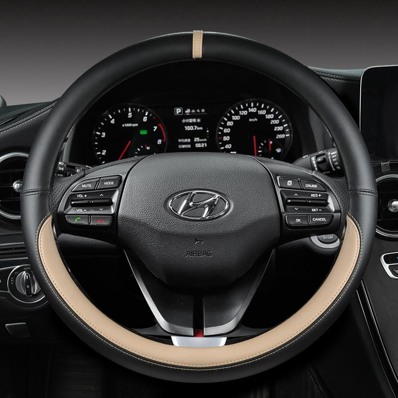 Кожаный чехол на руль автомобиля из микрофибры для Hyundai Veloster II I30 III 2018-2022 Elantra (США)  - 2023 Автоаксессуары