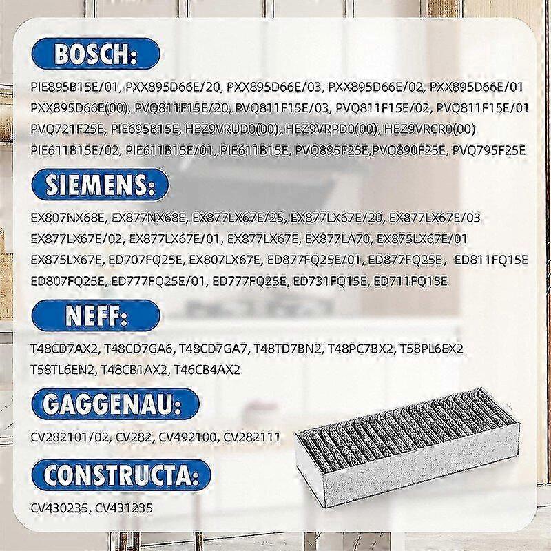 4 шт. угольный фильтр для вытяжки Siemens Hz9vrcr0 17004796 / Bosch Hez9vrcr0 17004805 / Neff Z821vr0 17004806, Gaggenau CA282111