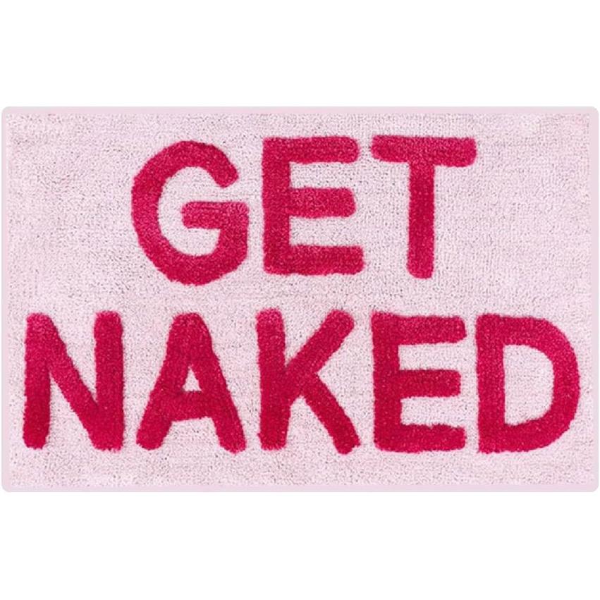Bibabala Get-Naked Bath Mat, Cute Bathroom Rugs, Non Slip Absorbent Pink Bath Rug, Funny Bathroom Decor, Bathtub Decor Mats,Washable Shower Rug for