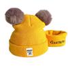 Wool Plush Ears Toddler Cap Infant Knitted Hat Winter Hats Scarf Set Lovely Beanie Hat Boy Girl Cap