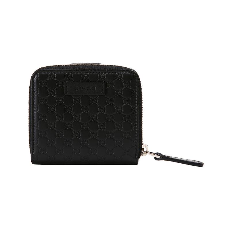 Gucci Presbyopia Logo Embossed Leather Short Folding Wallet Wallet Women's Black