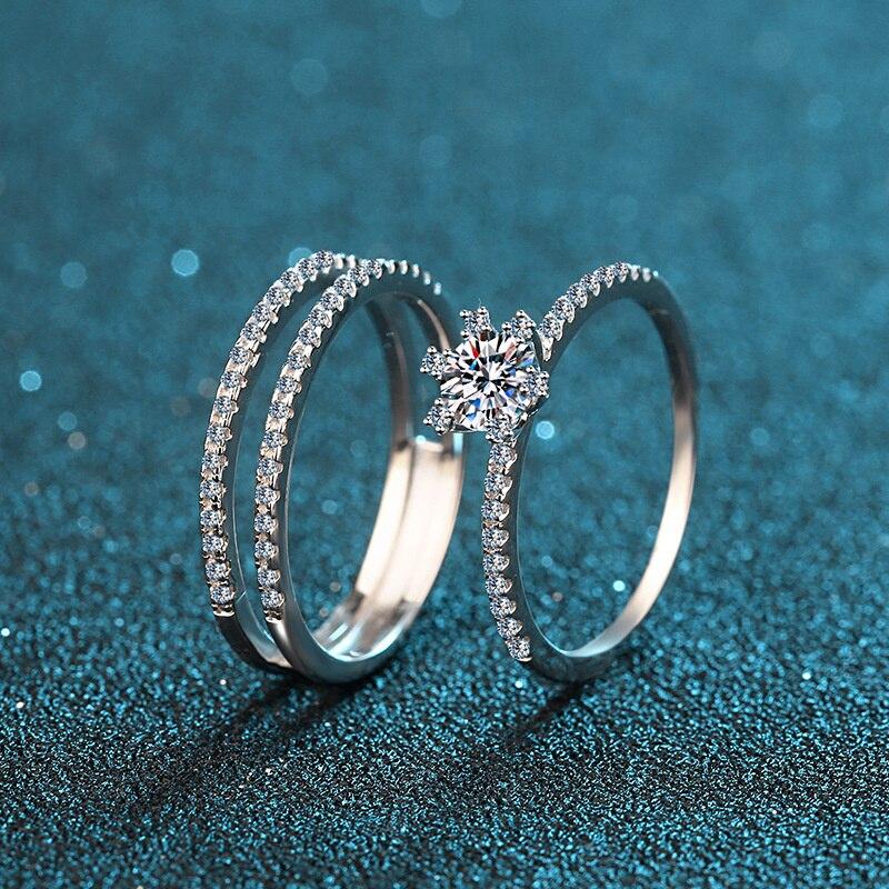 Bague Ringen Кольцо Eternity D Цвет Муассанит Стерлинговое Серебро с Платиновым Покрытием Обручальное Кольцо Муассанит Обручальное Кольцо