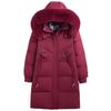 Middle Age Woman Winter Long Coats Hooded Faux Fur Collar Casual Thick Warm Parkas Women's Jackets
