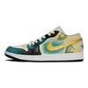 Jordan Air Jordan 1 Vintage Basketball Shoes Men's Low top Black/White/Green/Gold 553558-153(Team80-S-BOX)