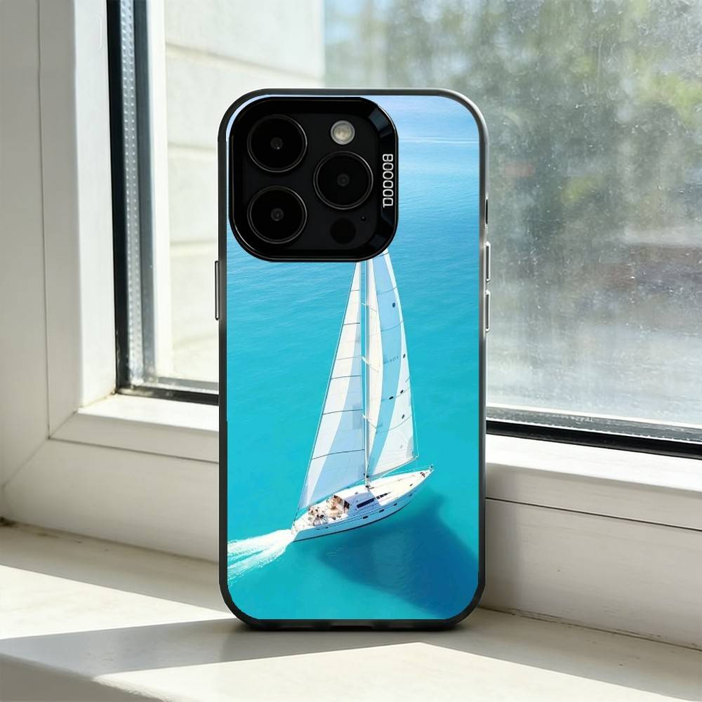 Чехол для телефона Парусник B-Boat Для iPhone 17,16,15,14,13,12,11 Plus,Pro Max,XS,Красочный Серебряный Чехол для телефона Funda Cover