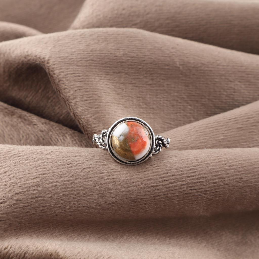 Orange Copper Turquoise 925 Solid Sterling Silver Ring, Handmade Gemstone Ring Jewelry, Designer Ring For Her