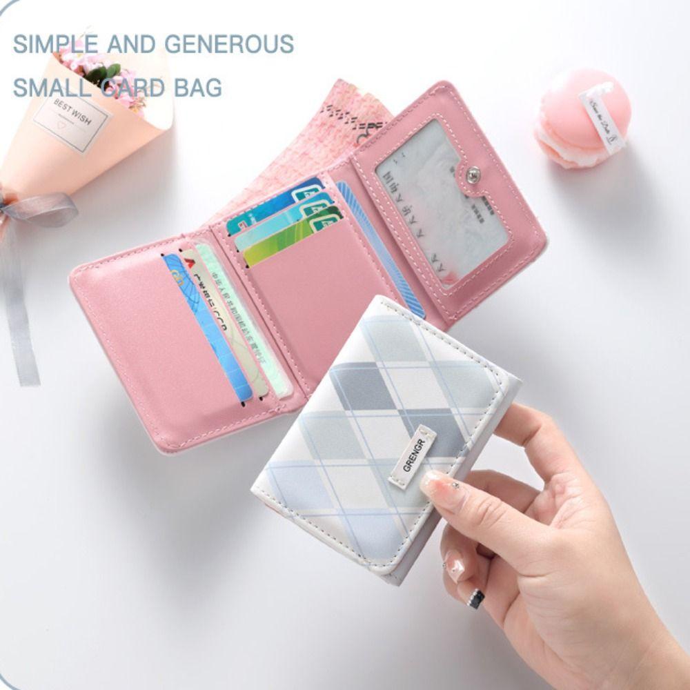 Простой Картхолдер Синий Маленький Кошелек Корейский Стиль Кошелек для Карт Женский