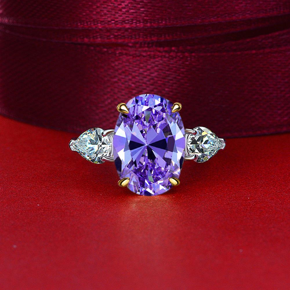 Gica Gema Sliver 925 Jewelry New 10 * 14 Egg Shaped 10 Carat Personalized Ring For Women Fine High Grade Classic Jewelry Wedding Party Gifts New Trend