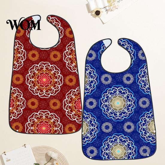 Washable Clothing Protector Adult Bib, Waterproof Easy Clean Feeding with Floral Stylish Senior Printed, Elderly Protector, for Seniors Dining Aid Bib
