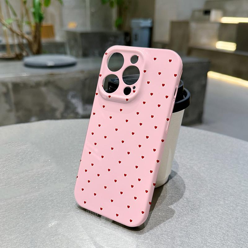 Чехол для телефона с красным узором в форме сердца, подходит для iPhone 17 16 15 14 13 12 11 Pro/Max/Plus, противоударная задняя крышка