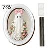 Wooden Halloween Decorations for Home Ghost Oval Photo Frame, Cute Table Sign, Decorative Framed Party Wall Decoration Picture, Creative Art