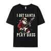 Christmas Guitar Xmas Bass Guitarist Musician Santa Claus Tshirt Art Style Camisa Streetwear Casual Tee Pure Cotton Fit Top