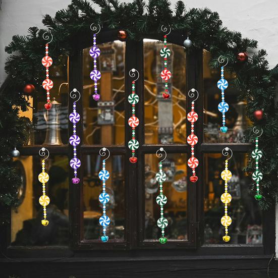 Подвеска на елку красно-белая дизайн «леденец» подвеска для подвешивания с колокольчиками шоколадные батончики бусины украшение для рождественской вечеринки