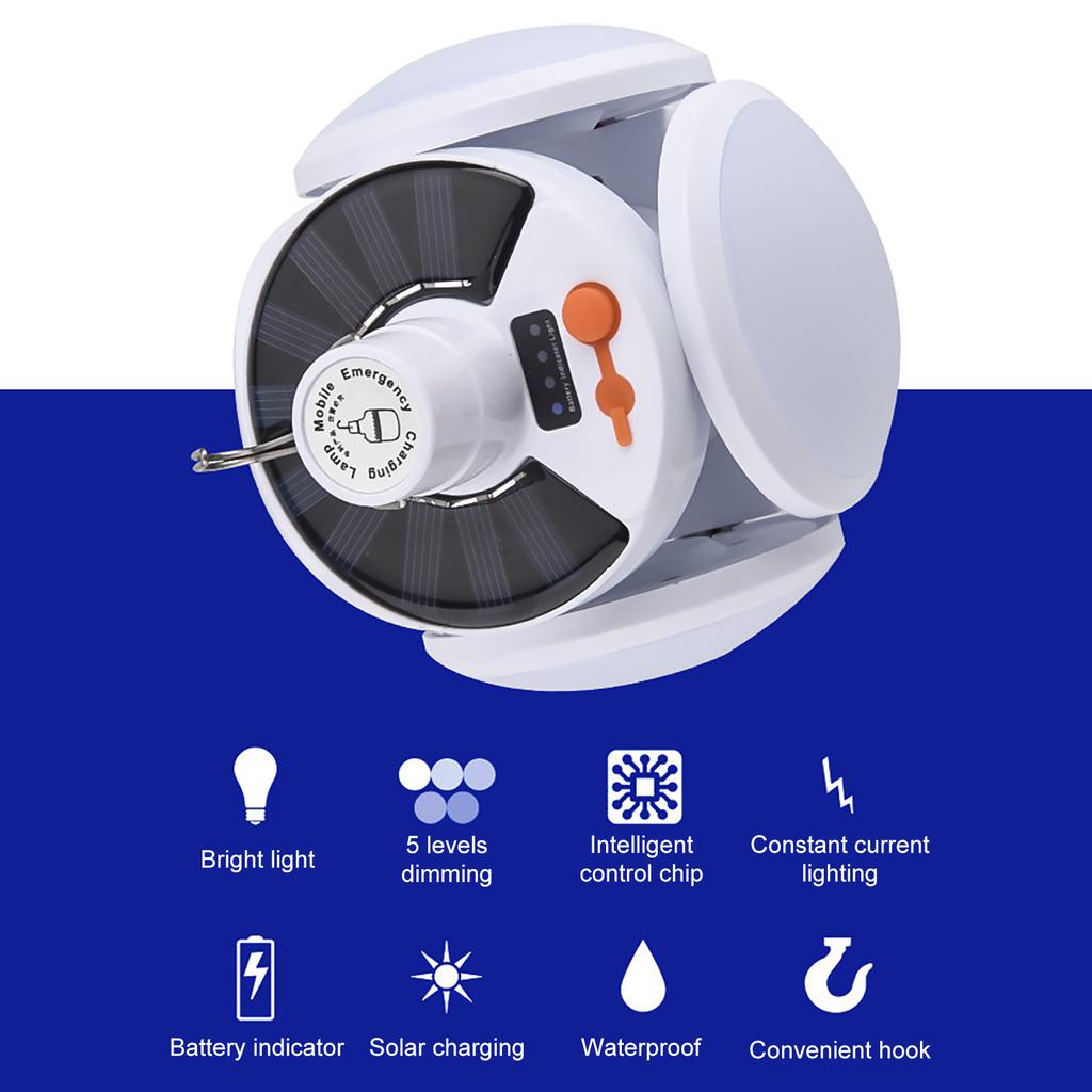Солнечная лампа для кемпинга, ночная перезаряжаемая складная лампа для барбекю