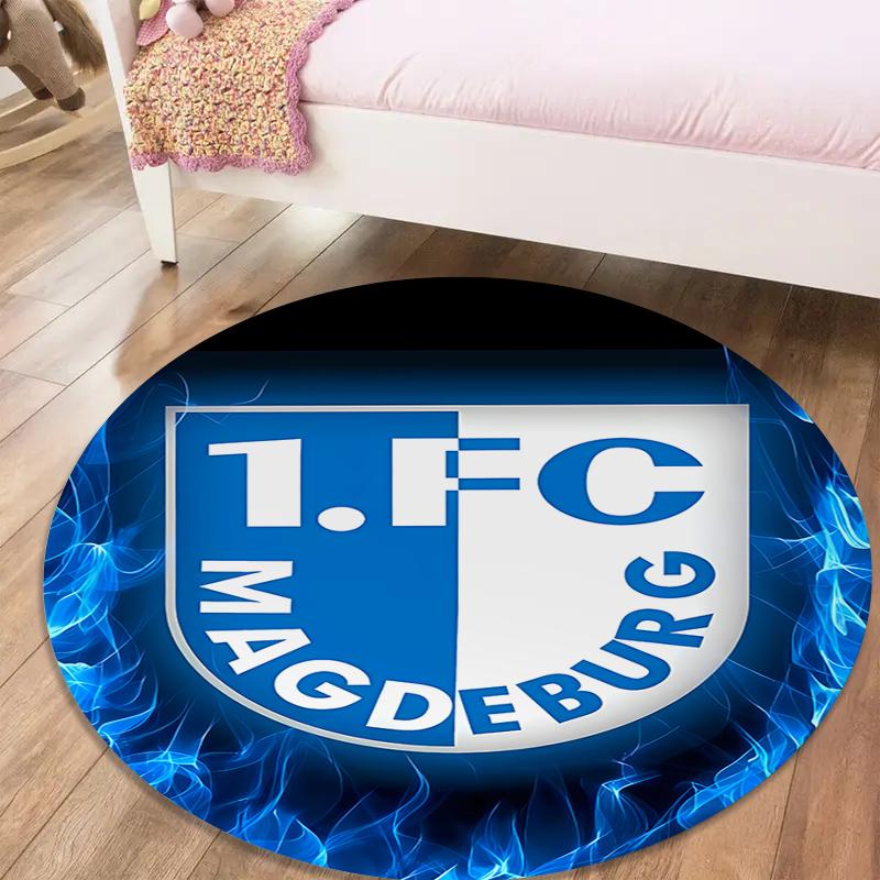 FC Magdeburg Round Area Rug,Carpet Rug for Living Room Bedroom Sofa Playroom Decor,Non-slip Floor Mat56