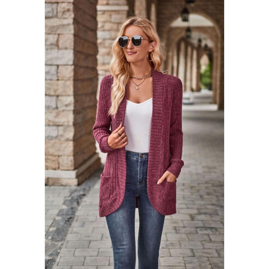 Autumn Winter Women Solid Color Pit Strips Jacket Coats Fashion Ladies Warm Clothing Casual Long Sleeve Cardigan Coat