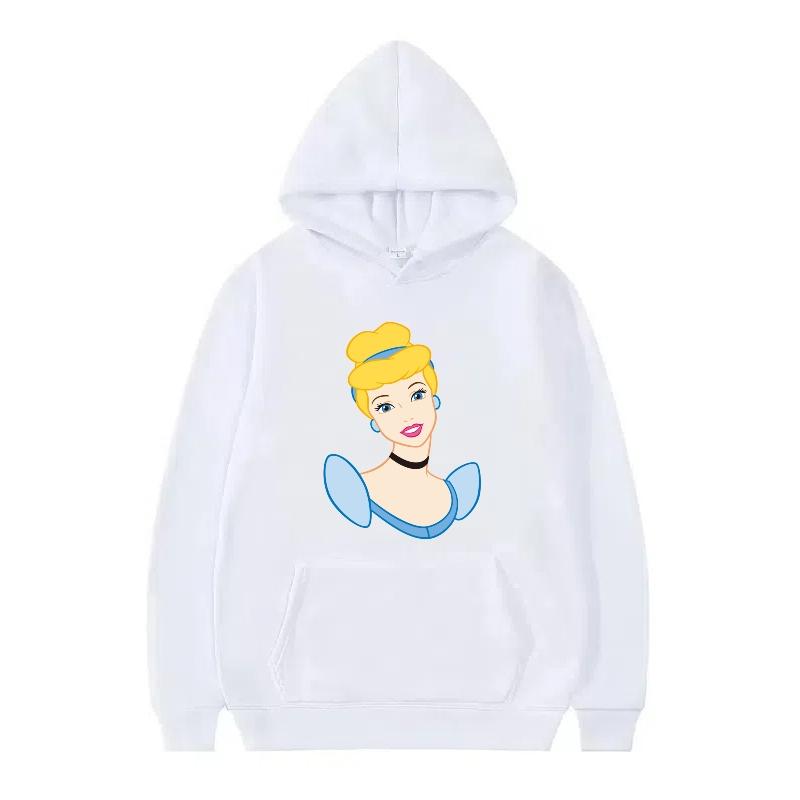 Disney Princess Pattern Woman Fashion Sporty Loose Black Spring Tops Clothes Pullovers Ladies Cheap Y2k Hoodies Men Sweatshirts
