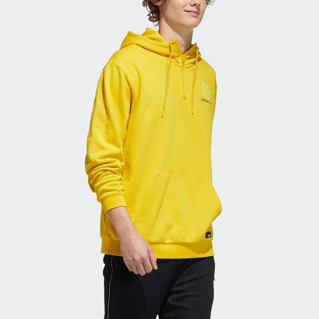 adidas Neo Men's Half-Zip Logo Print Hoodie Yellow H52969
