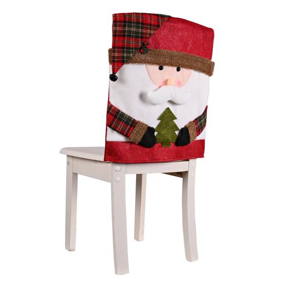 Christmas Chair Cover Cartoon Santa Claus/Snowman/Reindeer Chair Slipcover Holiday Stool Seat Cover for Dining Room Decoration