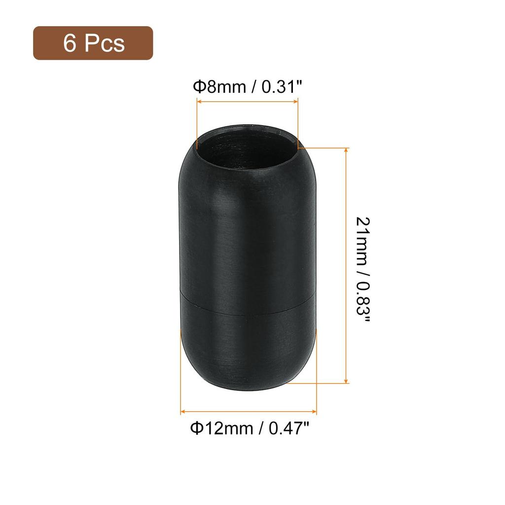 Leather Cord End 6pcs 8mm Hole Leather Cord End Cap Closure Leather Cord DIY Supplies Craft Black [uxcell] Clasp, Clasp, Buckle, Making,